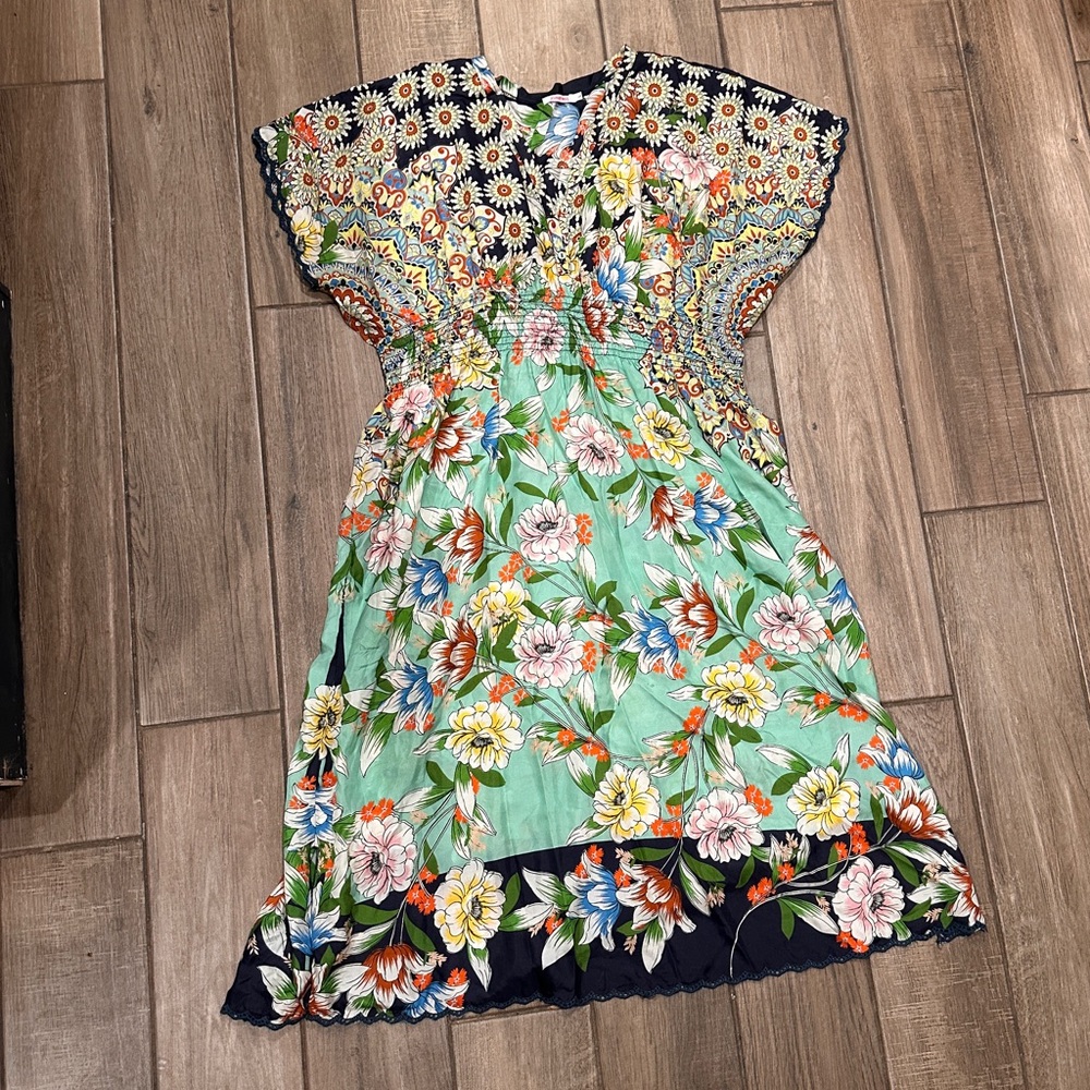 Johnny Was Floral Silk Dress